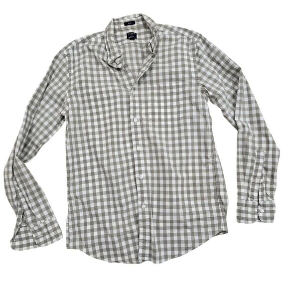 J. Crew Shirt Mens Medium Green Gingham Slim Fit Flex Washed Button-Down Stretch - Picture 2 of 8